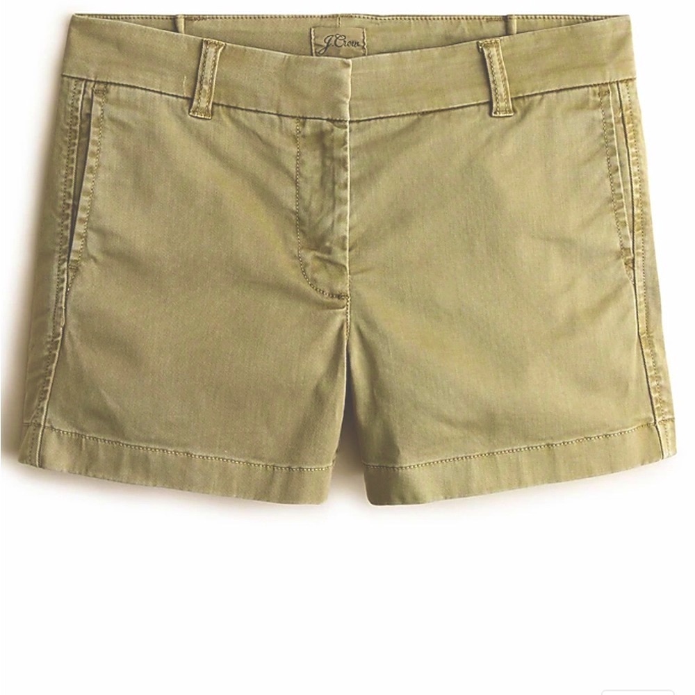 J. Crew 4" stretch chino shorts in Olive Sand. Size 4. NWT.